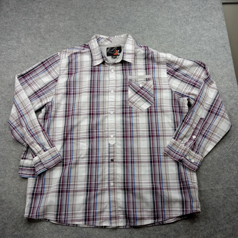 Amplify Shirt Mens 2XL Gray Purple‎ Plaid Button Front Long Sleeve Casual Top
